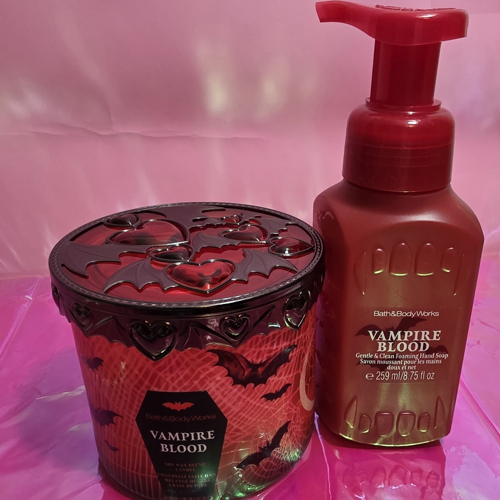 Bath & Body Works: Vampire Blood 3 Wick Candle + Vampire Blood Gentle Hand Soap - Picture 5 of 7
